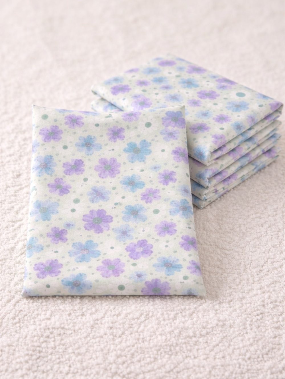 Pottery Barn Kids Floral Pillowcases 4pc Set Toddler Cotton Purple Blue